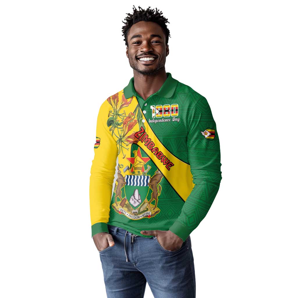 Personalised Proudly Zimbabwe Long Sleeve Polo Shirt Happy Independence Day