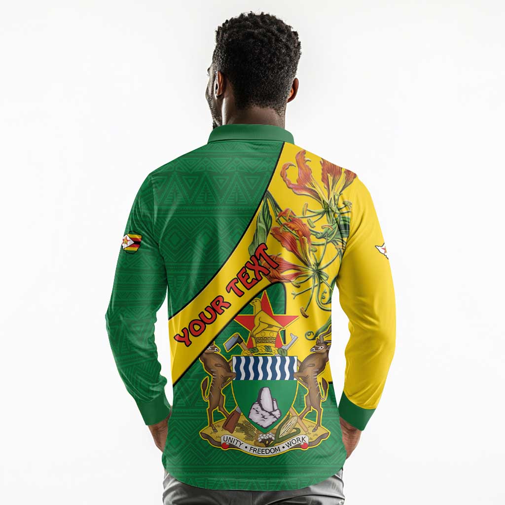 Personalised Proudly Zimbabwe Long Sleeve Polo Shirt Happy Independence Day