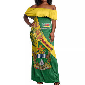 Personalised Proudly Zimbabwe Off Shoulder Maxi Dress Happy Independence Day