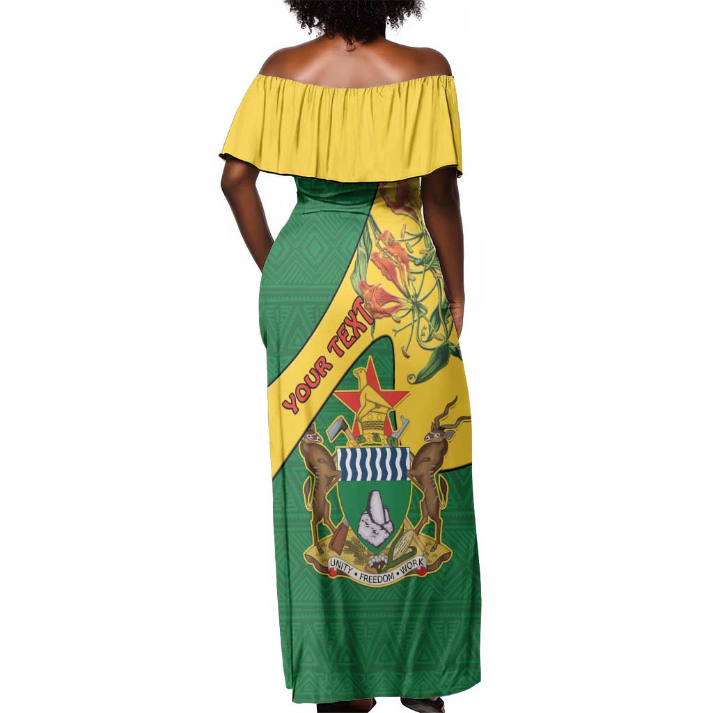 Personalised Proudly Zimbabwe Off Shoulder Maxi Dress Happy Independence Day