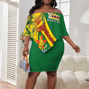 Personalised Proudly Zimbabwe Off Shoulder Short Dress Happy Independence Day