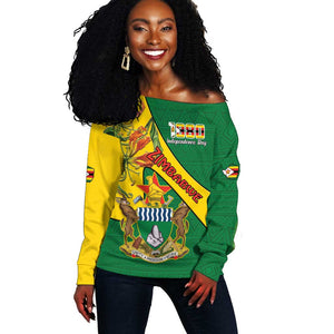 Personalised Proudly Zimbabwe Off Shoulder Sweater Happy Independence Day