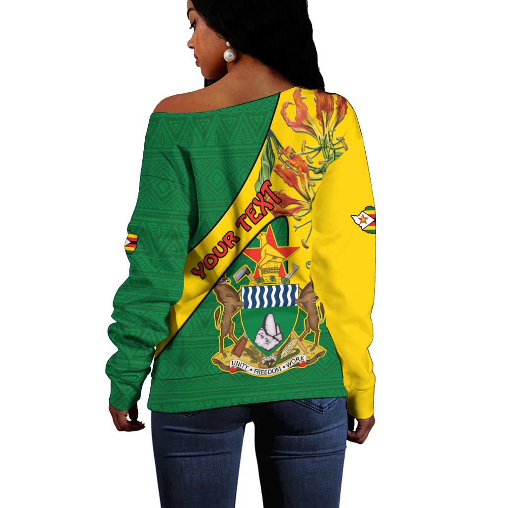 Personalised Proudly Zimbabwe Off Shoulder Sweater Happy Independence Day