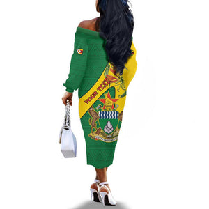 Personalised Proudly Zimbabwe Off The Shoulder Long Sleeve Dress Happy Independence Day