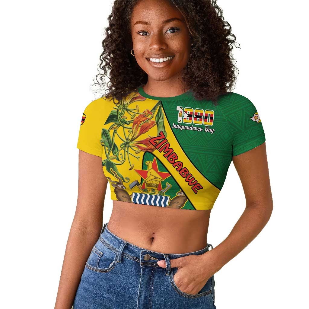 Personalised Proudly Zimbabwe Raglan Cropped T shirt Happy Independence Day