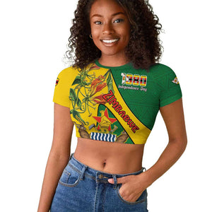 Personalised Proudly Zimbabwe Raglan Cropped T shirt Happy Independence Day