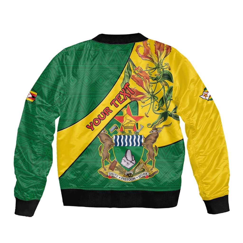 Personalised Proudly Zimbabwe Sleeve Zip Bomber Jacket Happy Independence Day