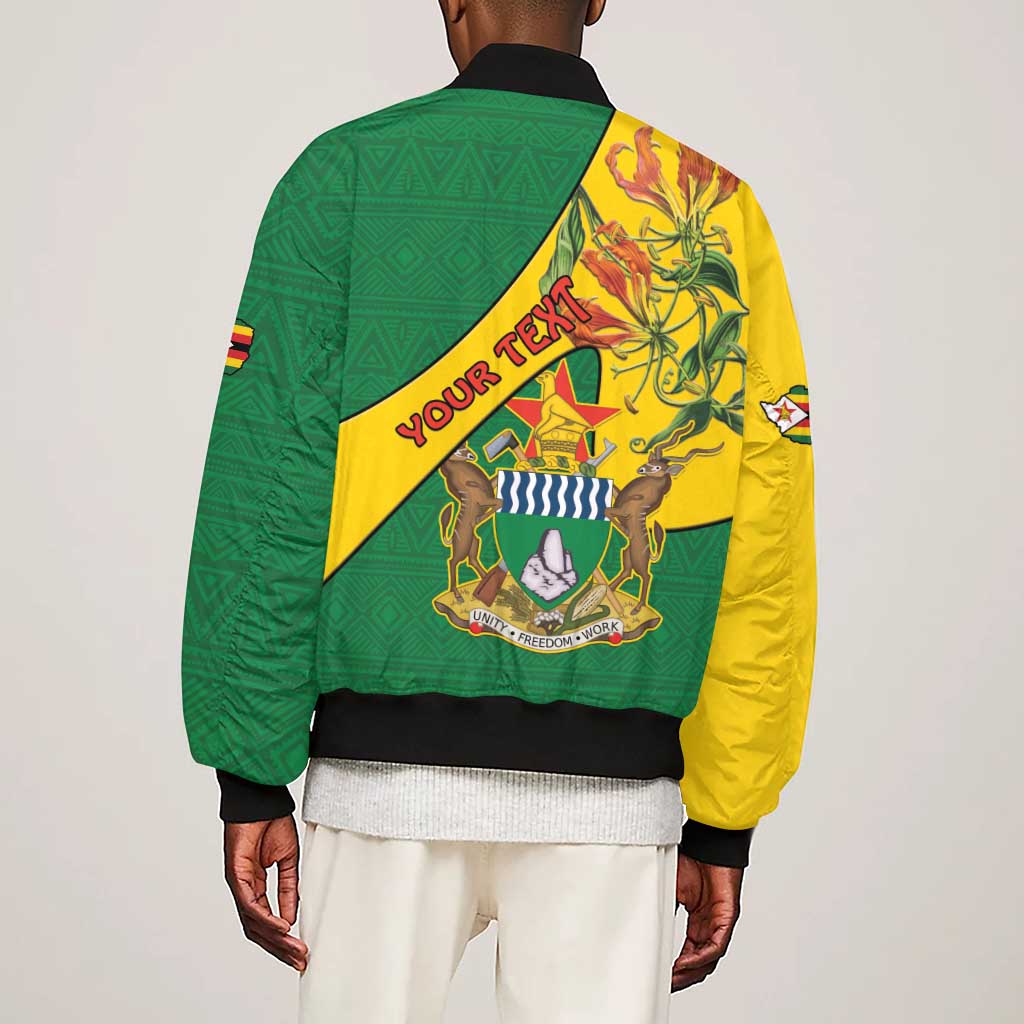 Personalised Proudly Zimbabwe Sleeve Zip Bomber Jacket Happy Independence Day