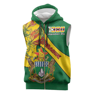 Personalised Proudly Zimbabwe Sleeveless Zip Hoodie Happy Independence Day - African Pride
