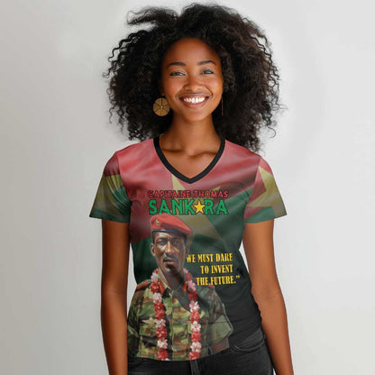 Capitaine Thomas Sankara Women V-Neck T-Shirt We Must Dare To Invent The Future
