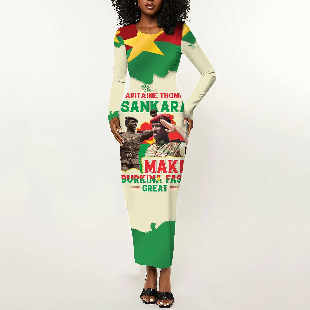Thomas Sankara Long Sleeve Bodycon Dress Make Burkina Faso Great