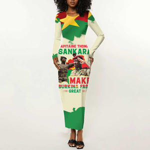Thomas Sankara Long Sleeve Bodycon Dress Make Burkina Faso Great