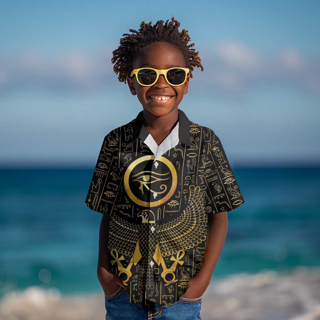 Ancient Egyptian Kid Hawaiian Shirt Horus Falcon God