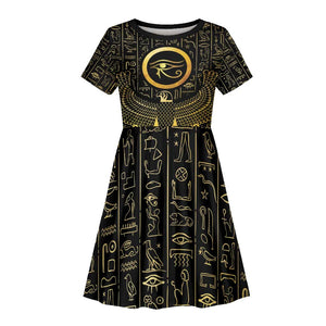 Ancient Egyptian Kid Short Sleeve Dress Horus Falcon God