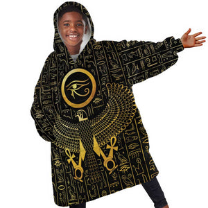 Ancient Egyptian Kid Wearable Blanket Hoodie Horus Falcon God
