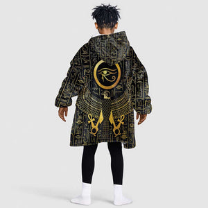 Ancient Egyptian Kid Wearable Blanket Hoodie Horus Falcon God
