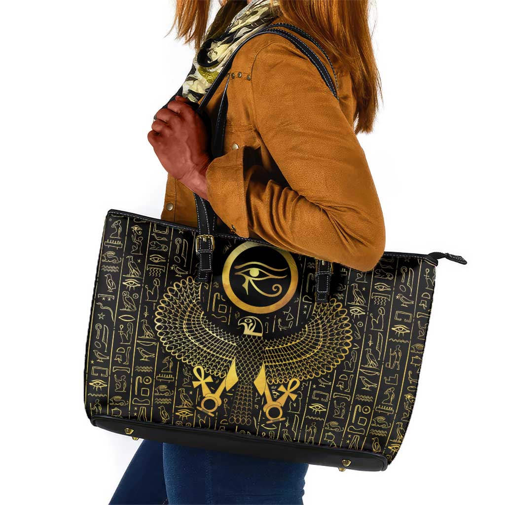 Ancient Egyptian Leather Tote Bag Horus Falcon God