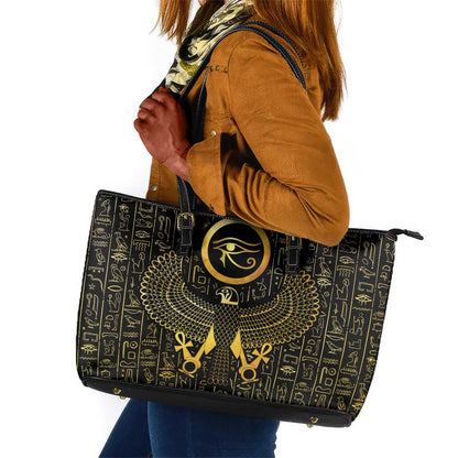 Ancient Egyptian Leather Tote Bag Horus Falcon God