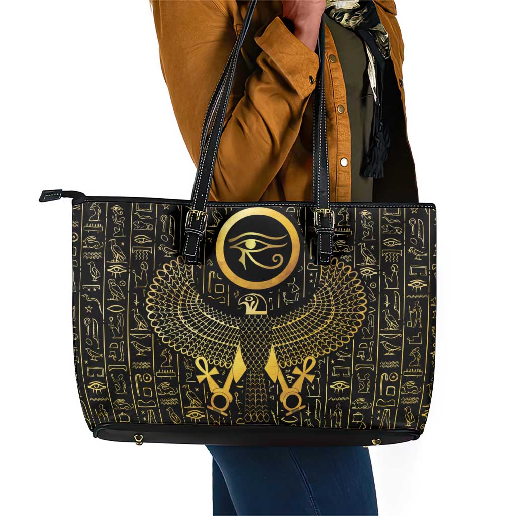 Ancient Egyptian Leather Tote Bag Horus Falcon God