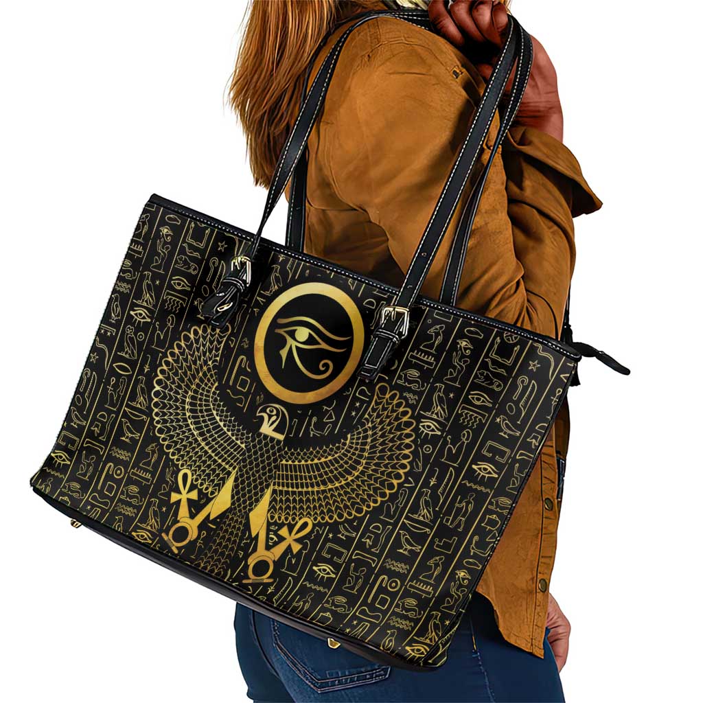 Ancient Egyptian Leather Tote Bag Horus Falcon God