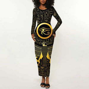 Ancient Egyptian Long Sleeve Bodycon Dress Horus Falcon God LT15