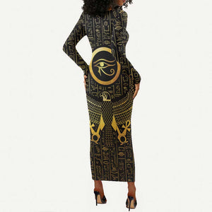 Ancient Egyptian Long Sleeve Bodycon Dress Horus Falcon God LT15