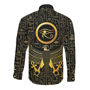 Ancient Egyptian Long Sleeve Button Shirt Horus Falcon God