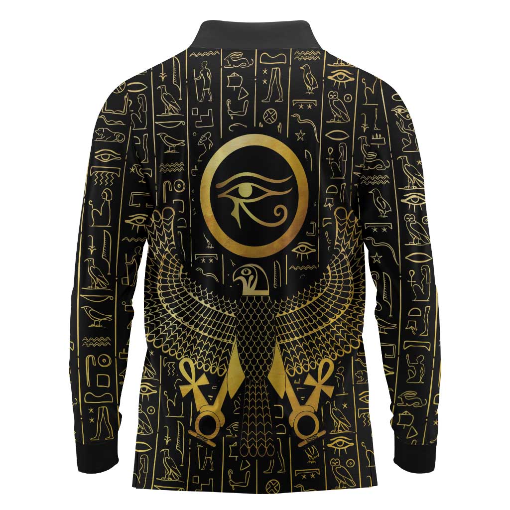 Ancient Egyptian Long Sleeve Polo Shirt Horus Falcon God