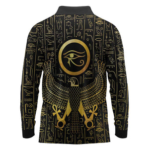 Ancient Egyptian Long Sleeve Polo Shirt Horus Falcon God