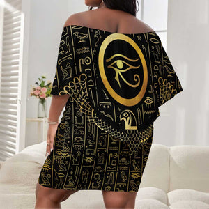 Ancient Egyptian Off Shoulder Short Dress Horus Falcon God