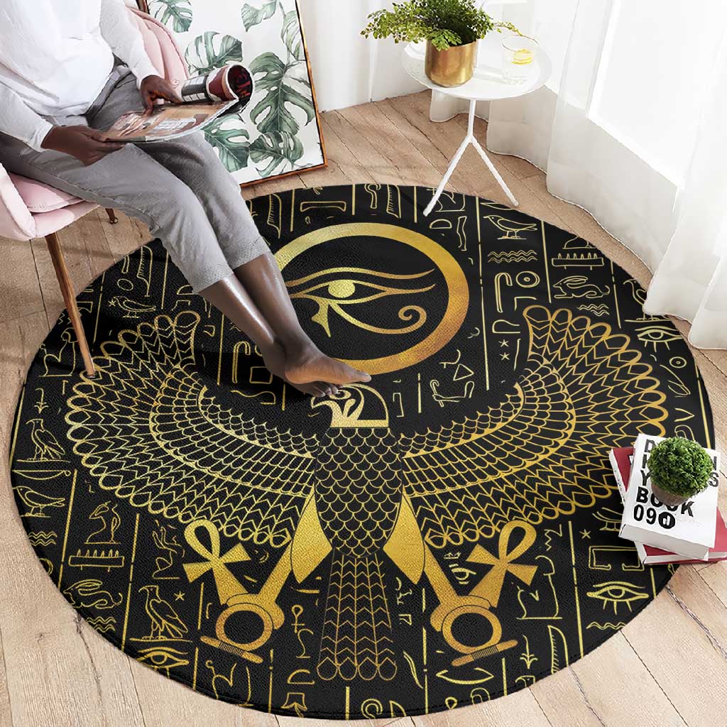 Ancient Egyptian Round Carpet Horus Falcon God