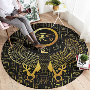 Ancient Egyptian Round Carpet Horus Falcon God