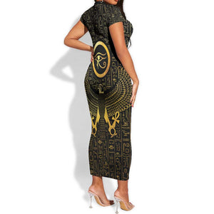 Ancient Egyptian Short Sleeve Bodycon Dress Horus Falcon God LT15