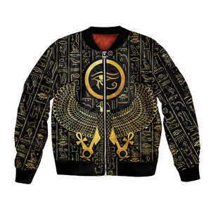 Ancient Egyptian Sleeve Zip Bomber Jacket Horus Falcon God