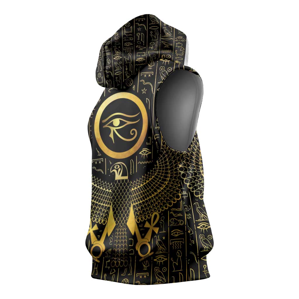 Ancient Egyptian Sleeveless Hoodie Horus Falcon God - African Pride
