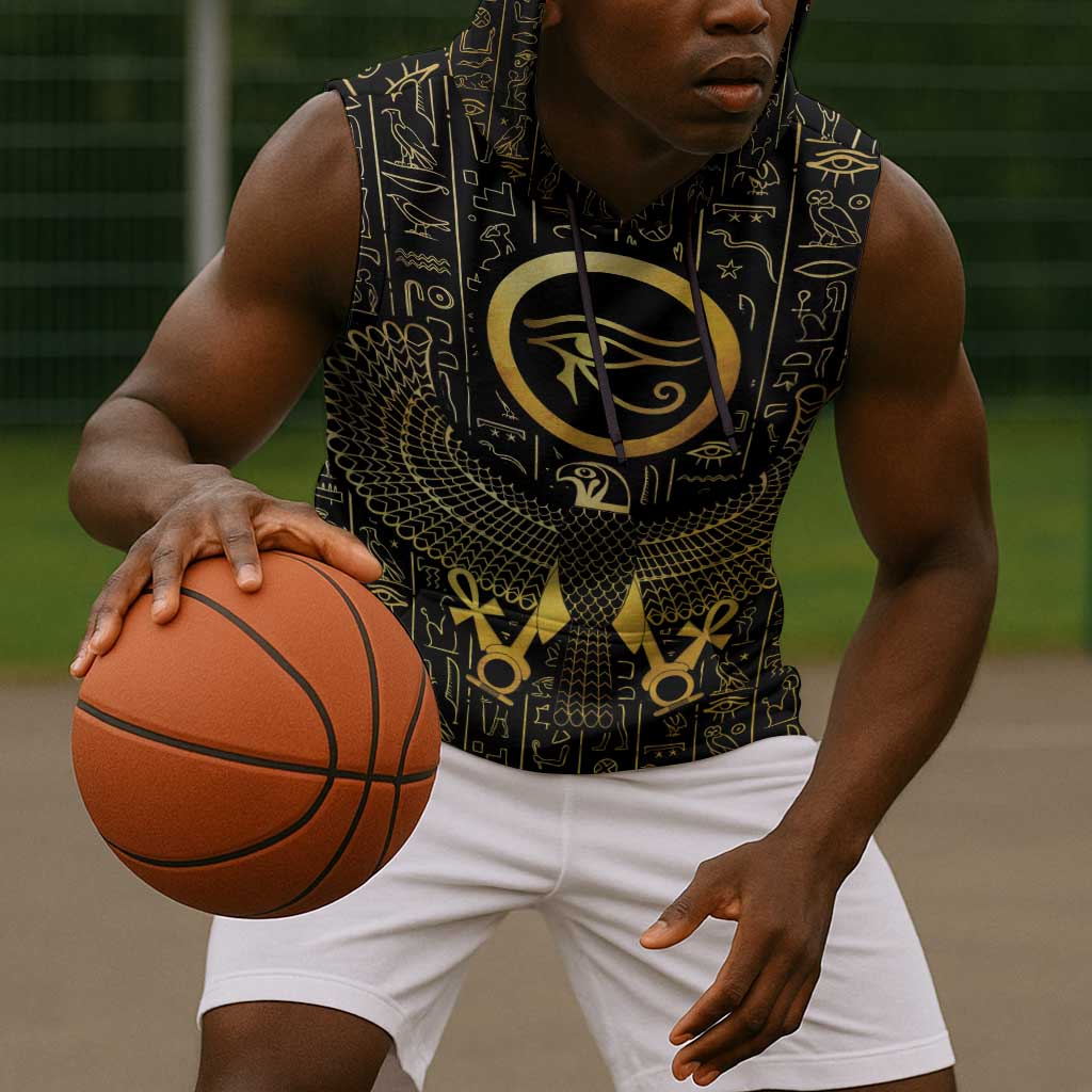 Ancient Egyptian Sleeveless Hoodie Horus Falcon God - African Pride