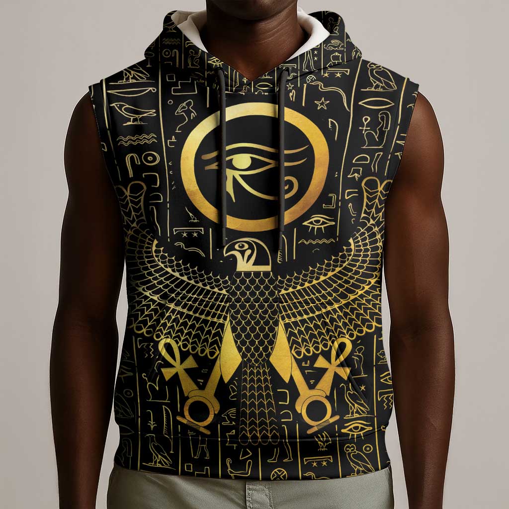 Ancient Egyptian Sleeveless Hoodie Horus Falcon God - African Pride