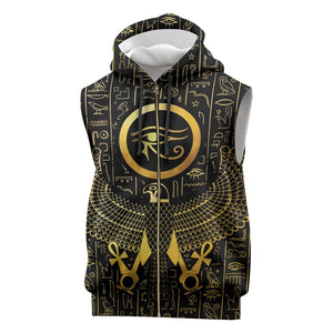 Ancient Egyptian Sleeveless Zip Hoodie Horus Falcon God - African Pride