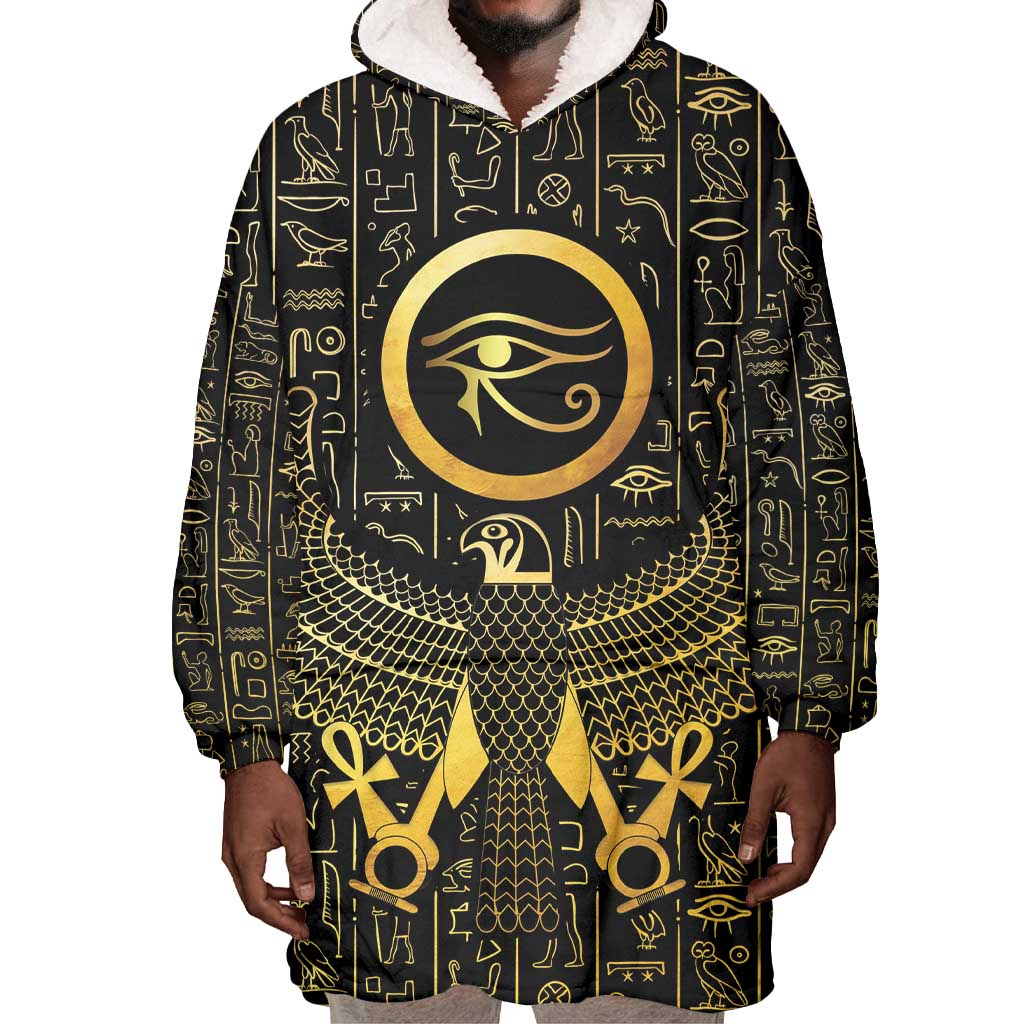 Ancient Egyptian Wearable Blanket Hoodie Horus Falcon God