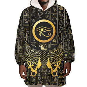 Ancient Egyptian Wearable Blanket Hoodie Horus Falcon God
