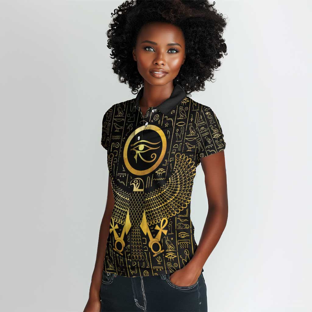 Ancient Egyptian Women Polo Shirt Horus Falcon God