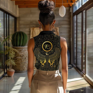 Ancient Egyptian Women Sleeveless Polo Shirt Horus Falcon God