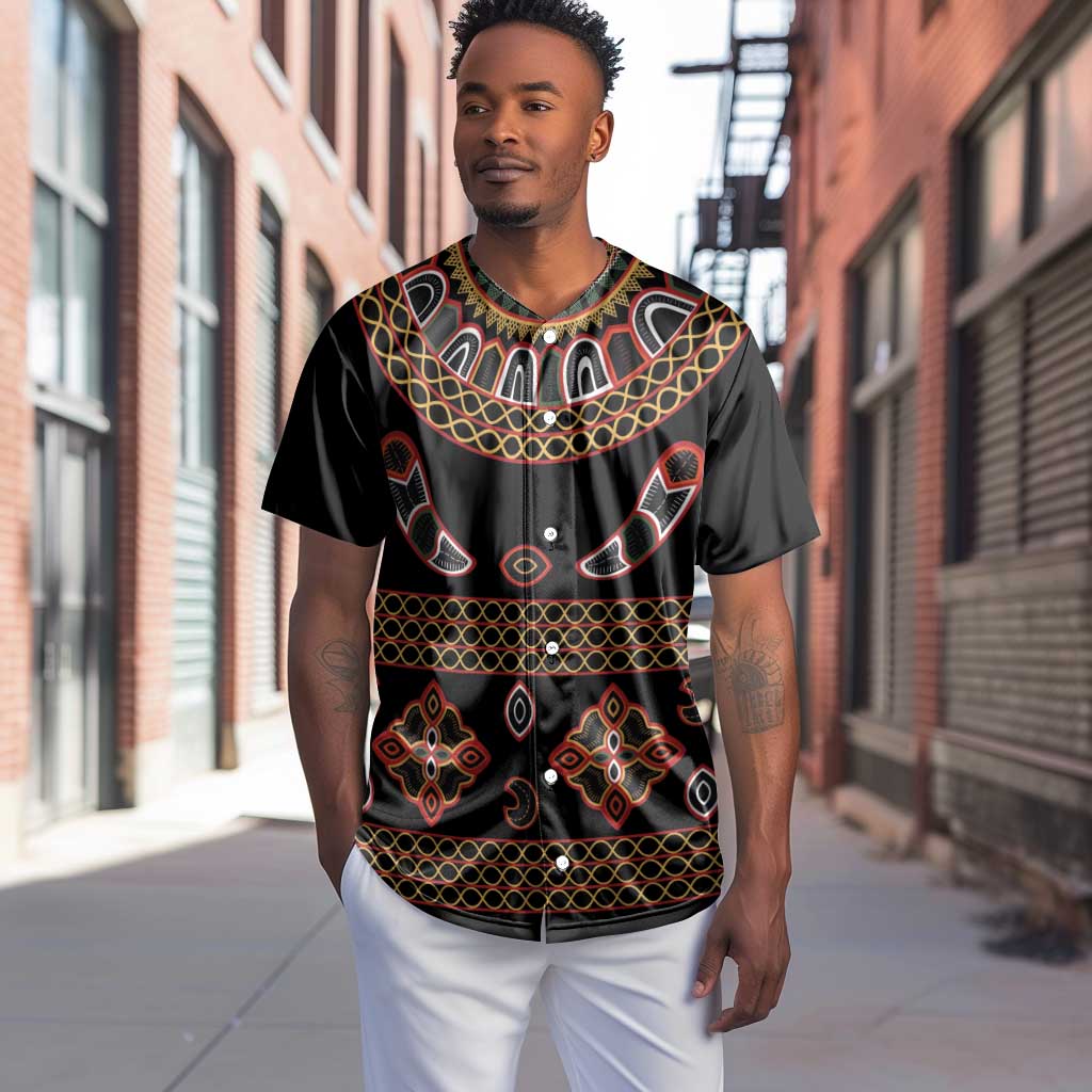 Cameroon Traditional Toghu Pattern Baseball Jersey