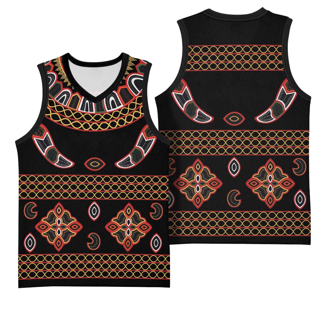 Cameroon Traditional Toghu Pattern Basketball Jersey - African Pride