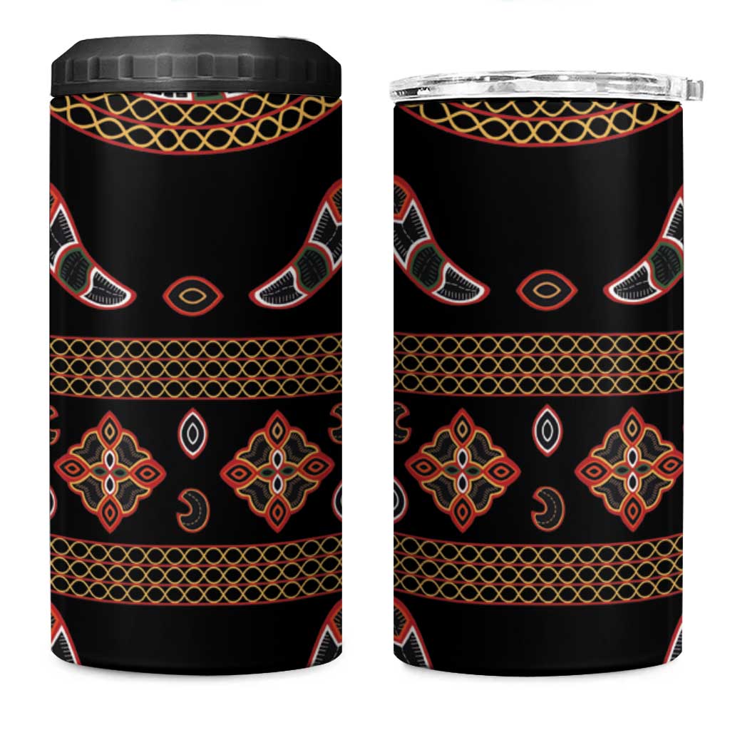 Cameroon Traditional Toghu Pattern 4 in 1 Can Cooler Tumbler