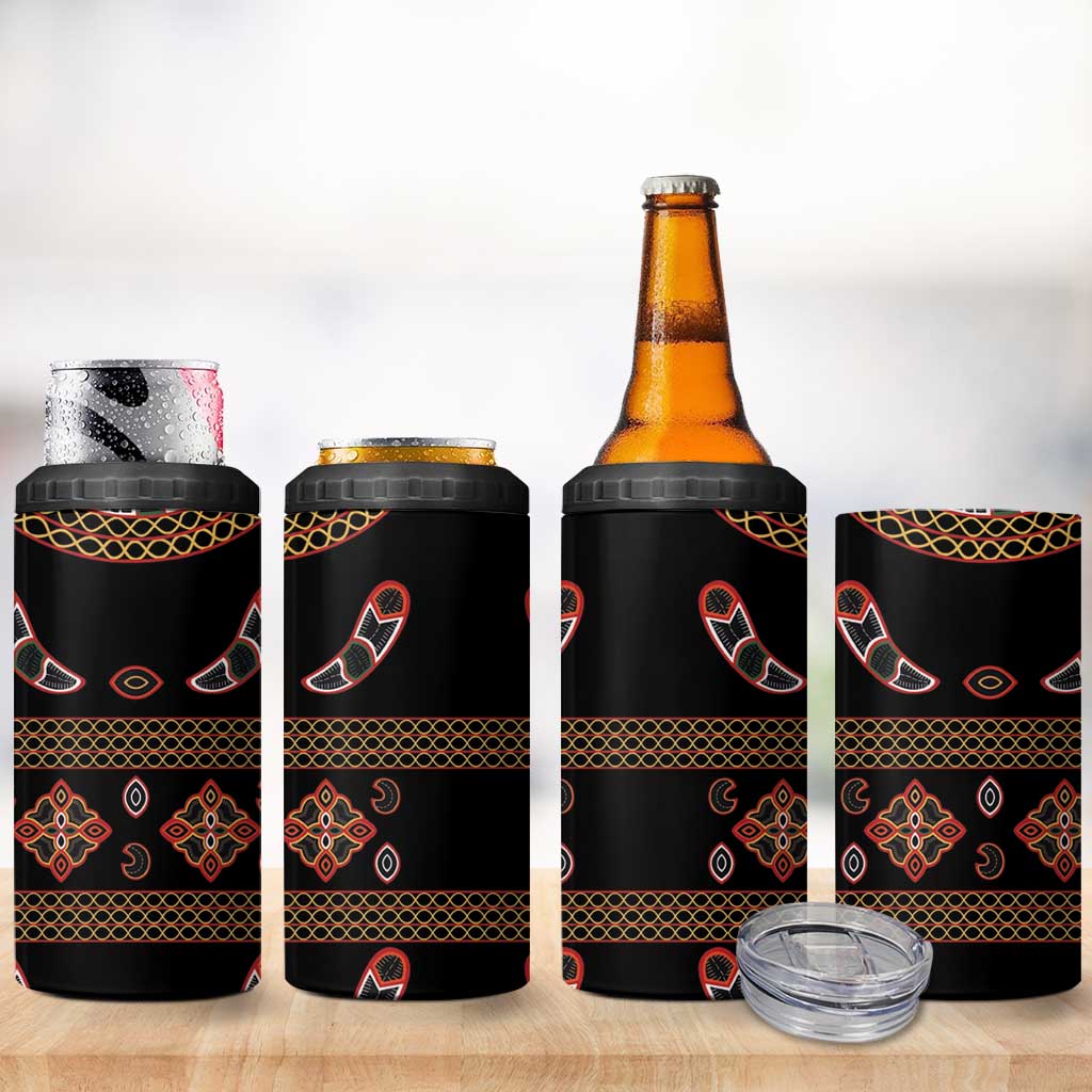 Cameroon Traditional Toghu Pattern 4 in 1 Can Cooler Tumbler