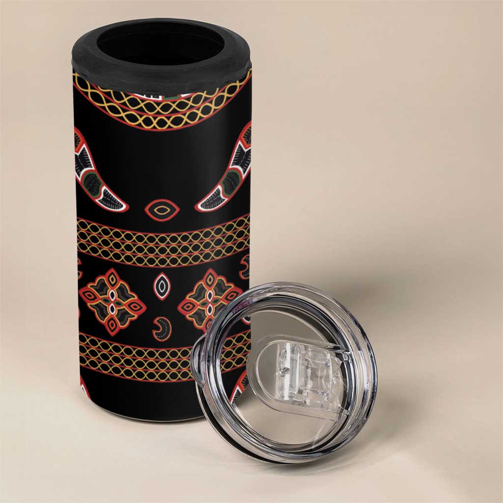 Cameroon Traditional Toghu Pattern 4 in 1 Can Cooler Tumbler