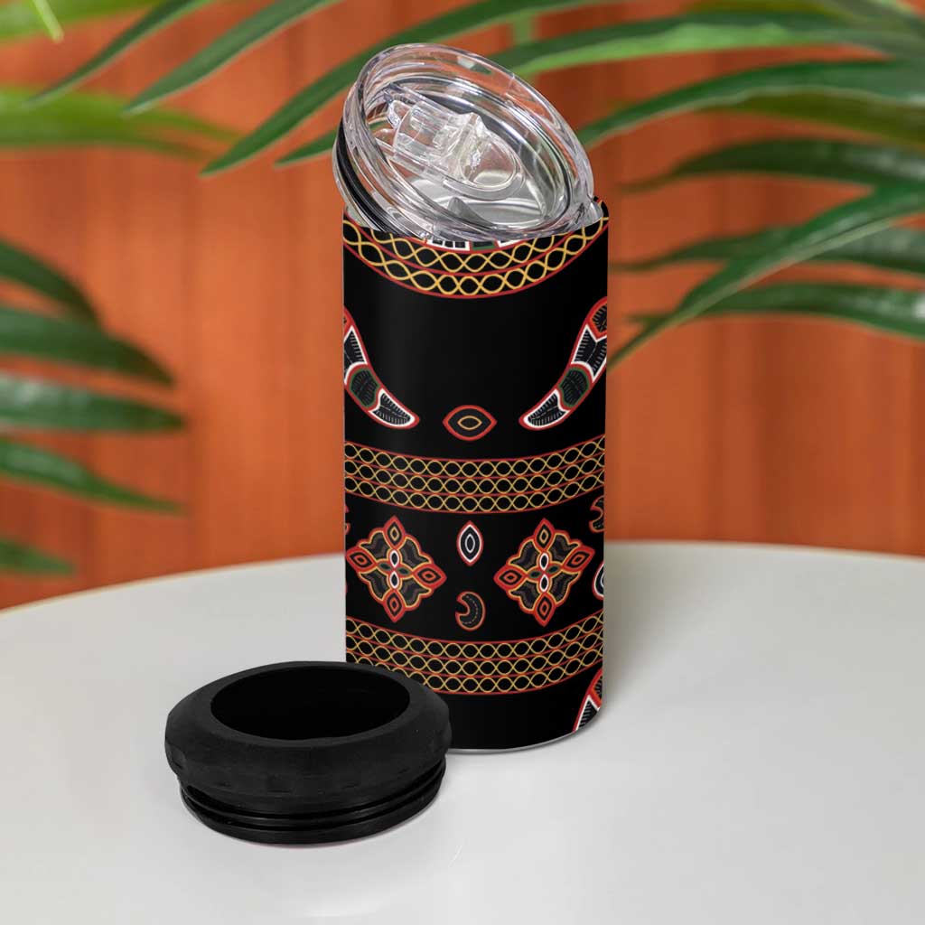Cameroon Traditional Toghu Pattern 4 in 1 Can Cooler Tumbler
