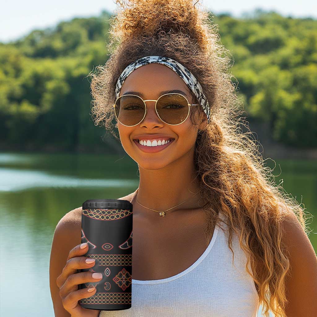 Cameroon Traditional Toghu Pattern 4 in 1 Can Cooler Tumbler