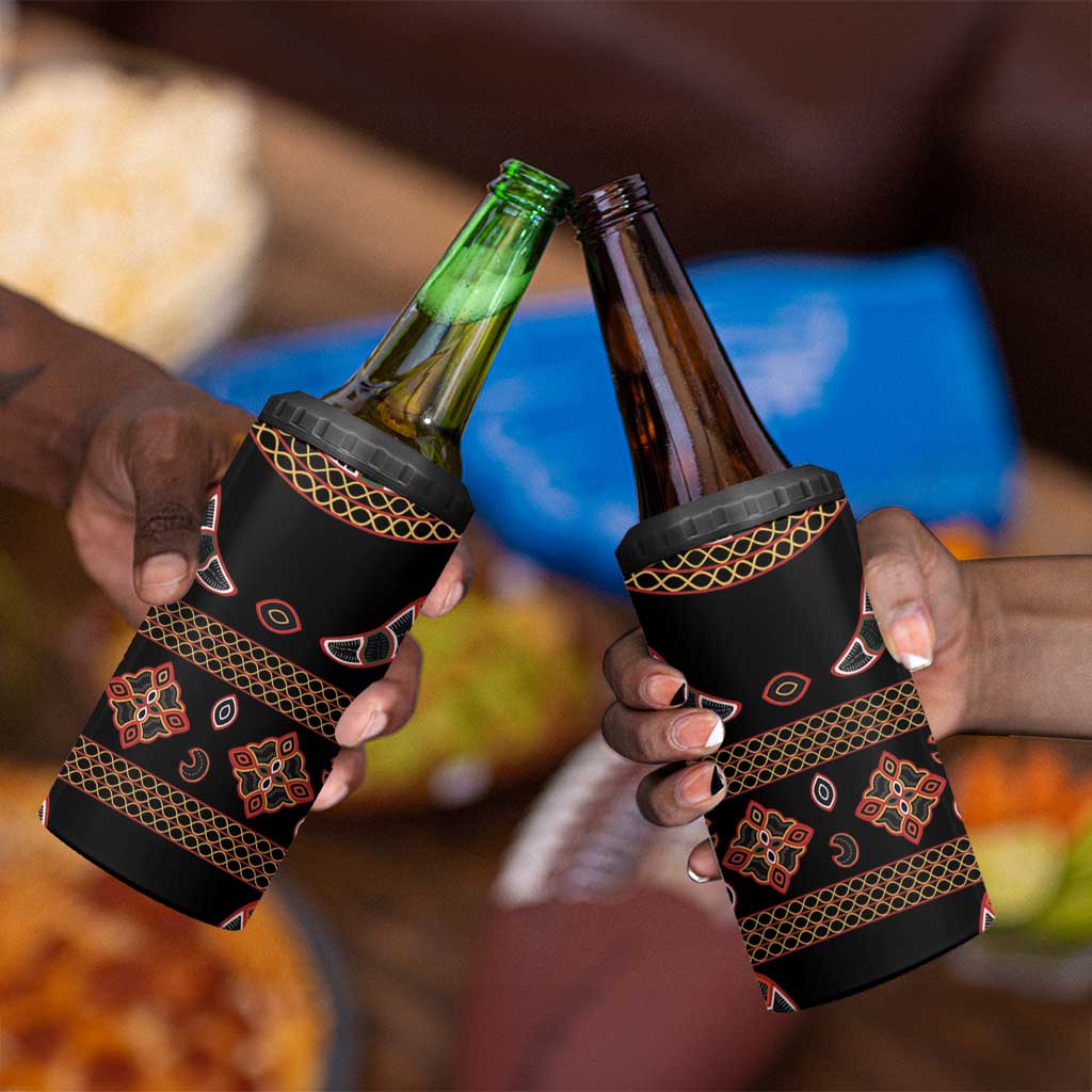 Cameroon Traditional Toghu Pattern 4 in 1 Can Cooler Tumbler